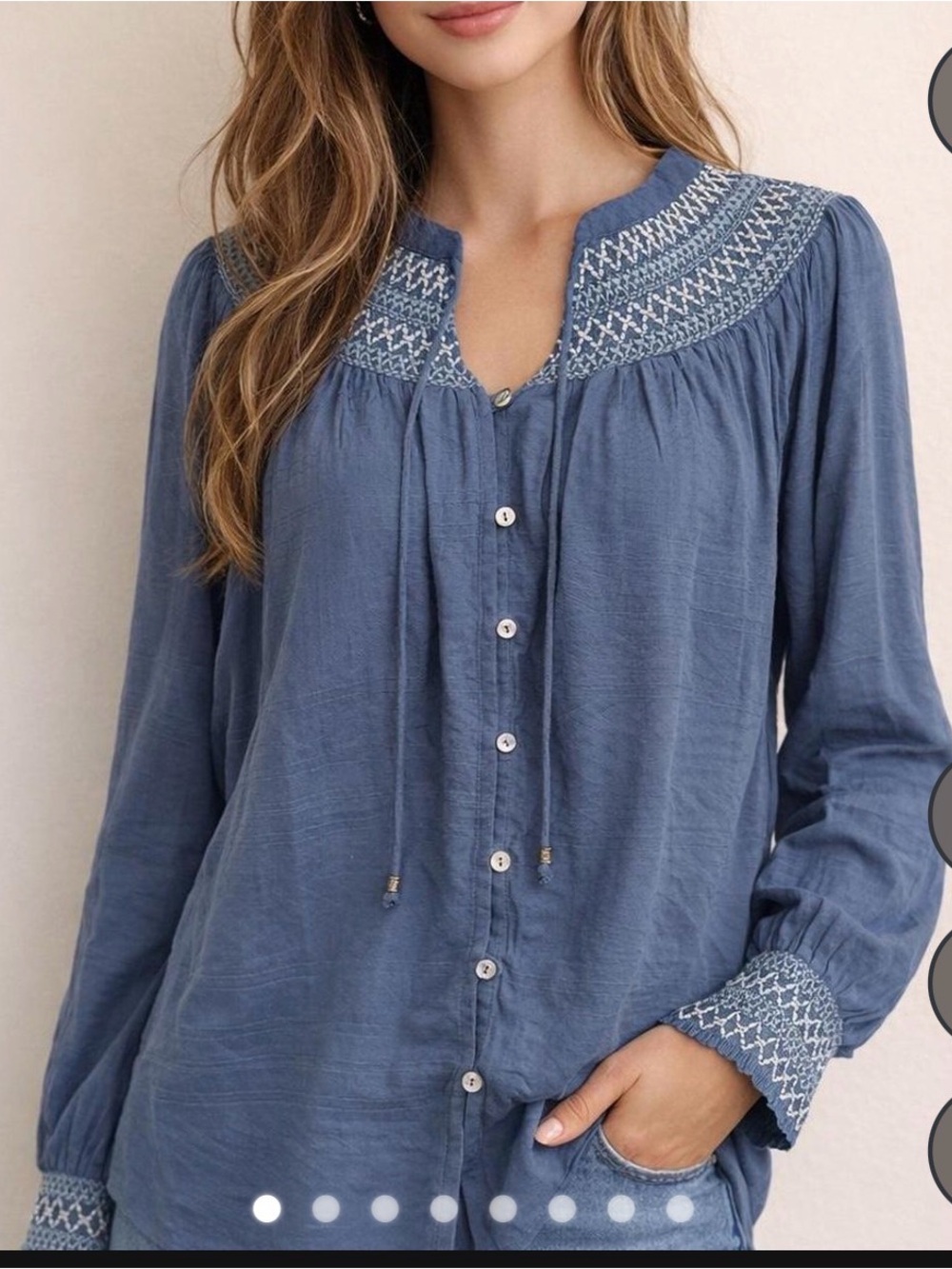 Nurture by Westbound blue smocked button down blouse size 1X